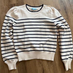 Draper James Cream and Black Striped Sweater